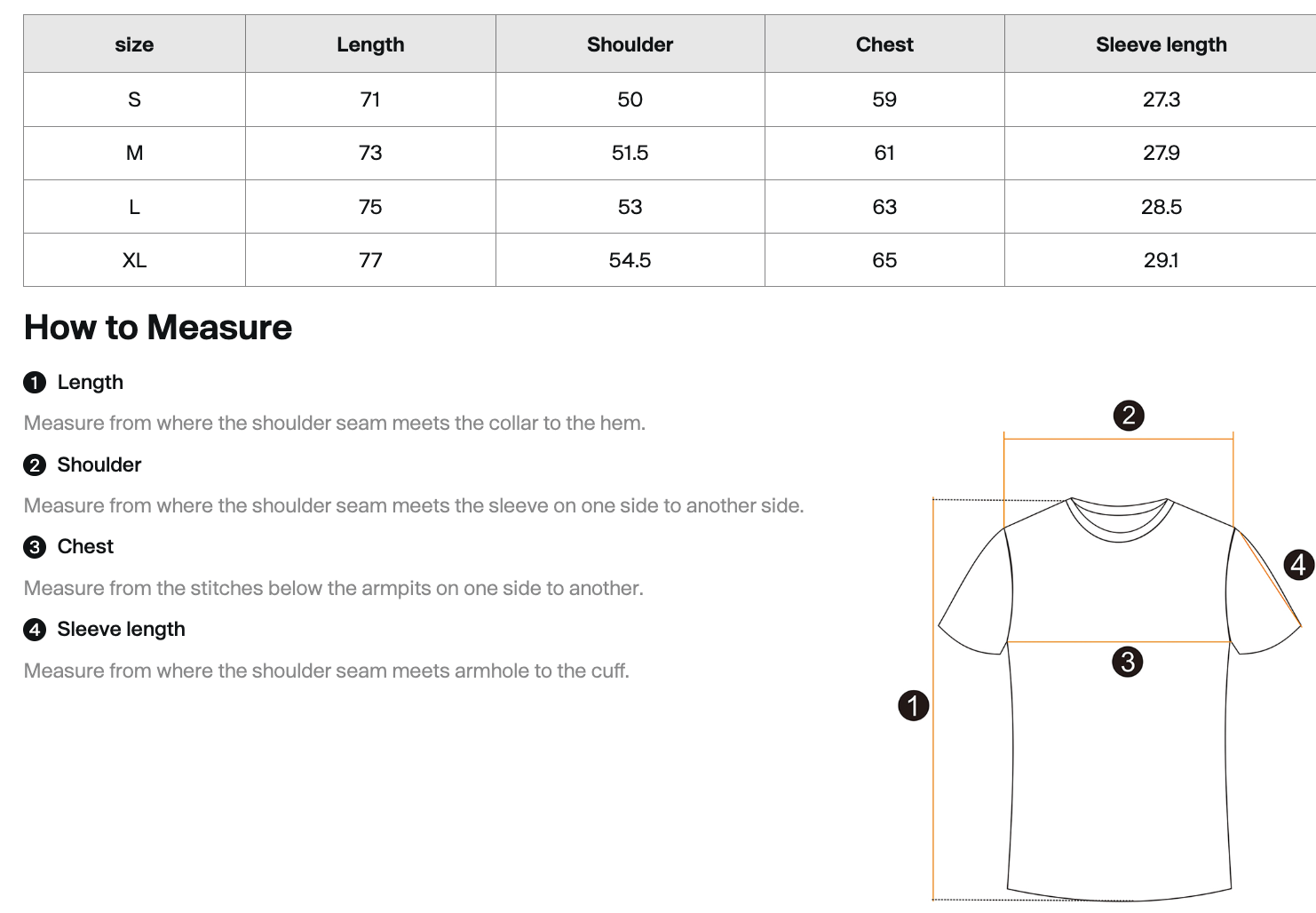 Size chart