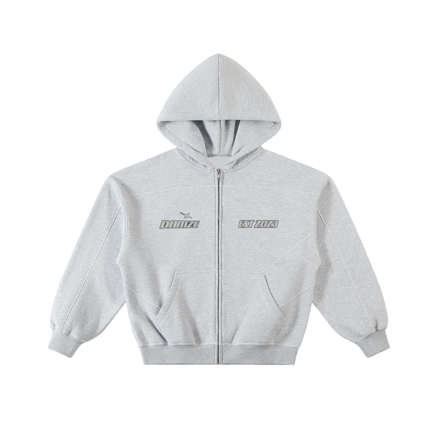 Gray on Gray Y2K Zip Hoodie