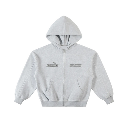 Gray on Gray Y2K Zip Hoodie