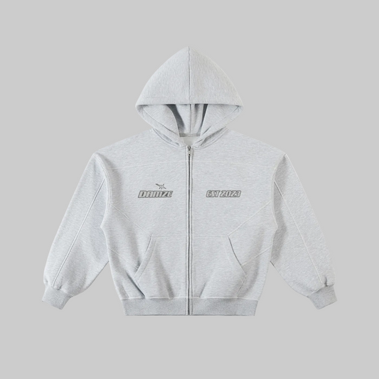 Gray on Gray Y2K Zip Hoodie